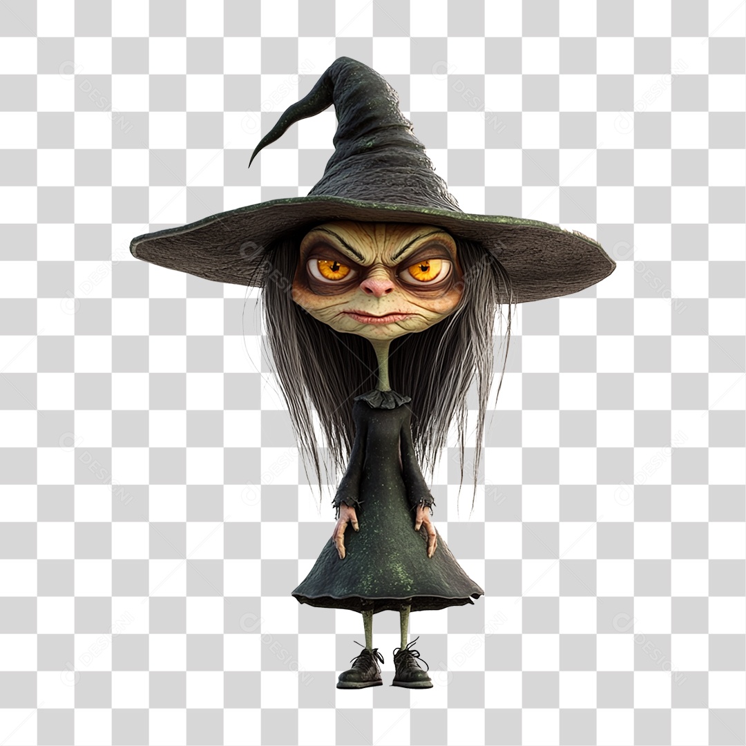 Elemento 3D Bruxa do Halloween PNG Transparente