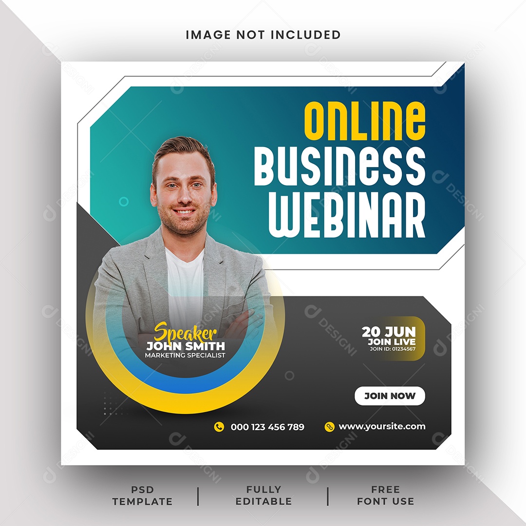 Seminário Online Webinar de Marketing Social Media PSD Editável