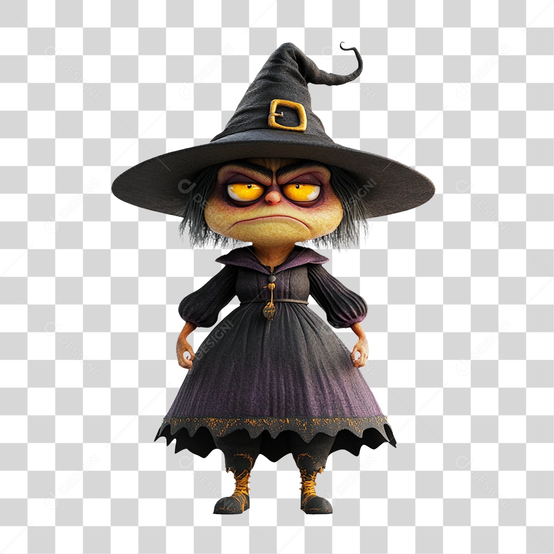 Elemento 3D Bruxa do Halloween PNG Transparente
