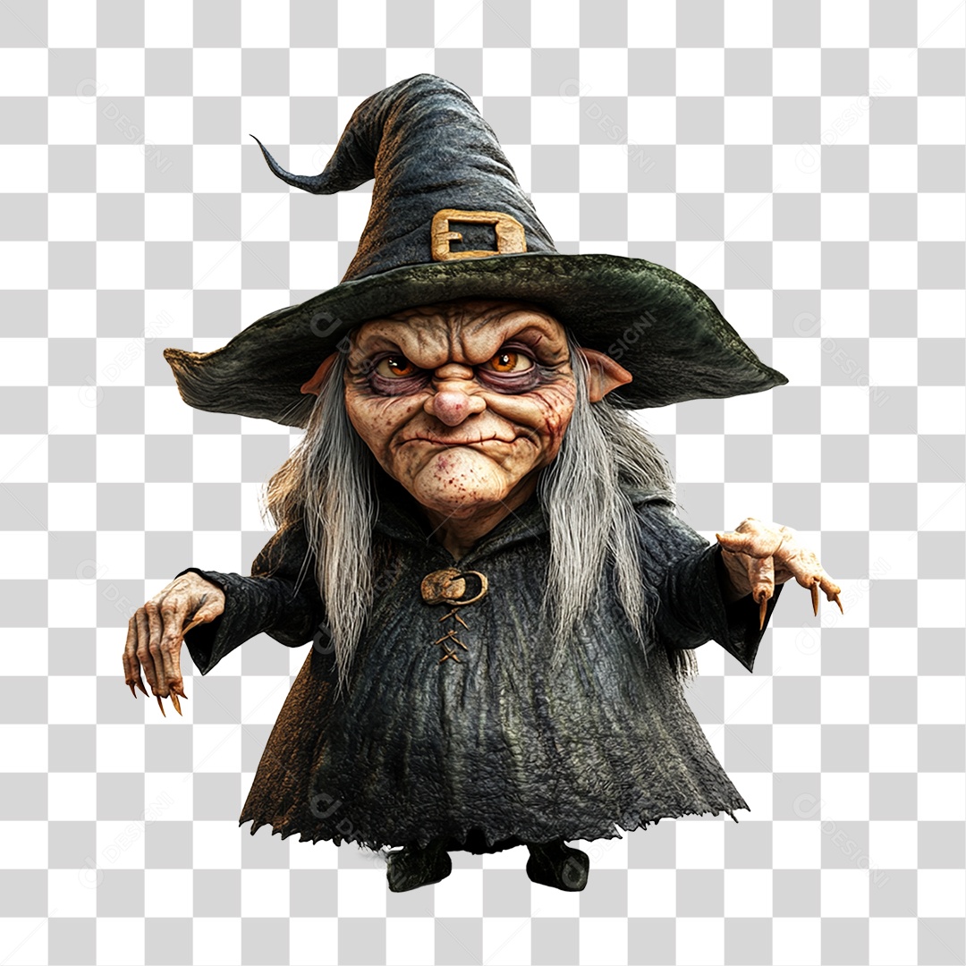 Elemento 3D Bruxa do Halloween PNG Transparente