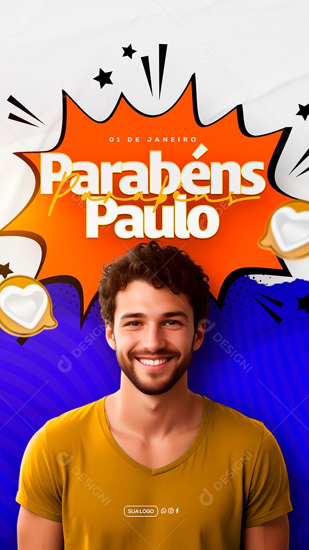 Story Parabéns Paulo Social Media PSD Editável