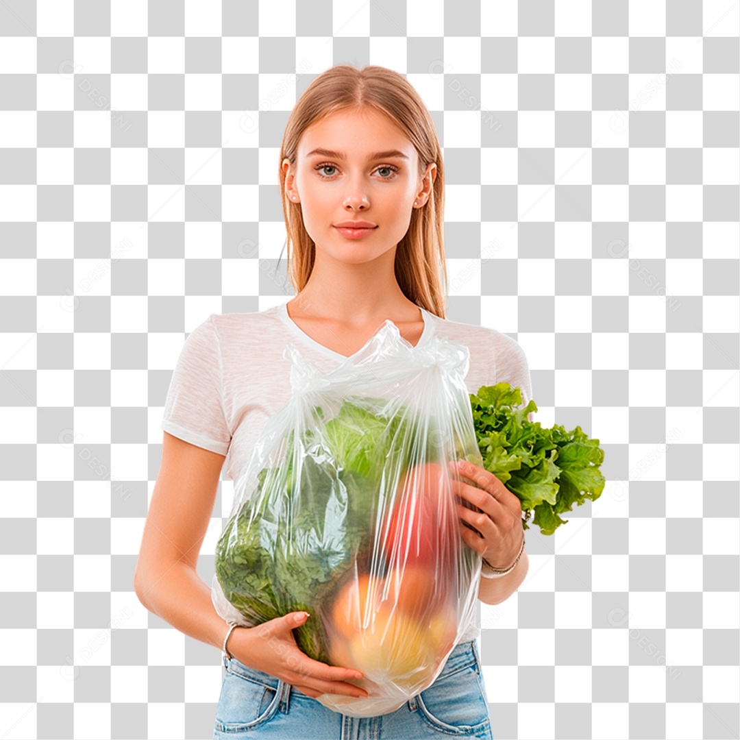 Mulher com Compras PNG Transparente