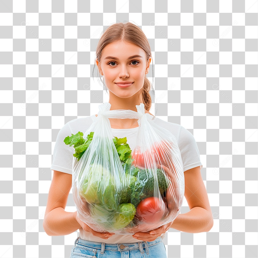 Mulher com Compras PNG Transparente