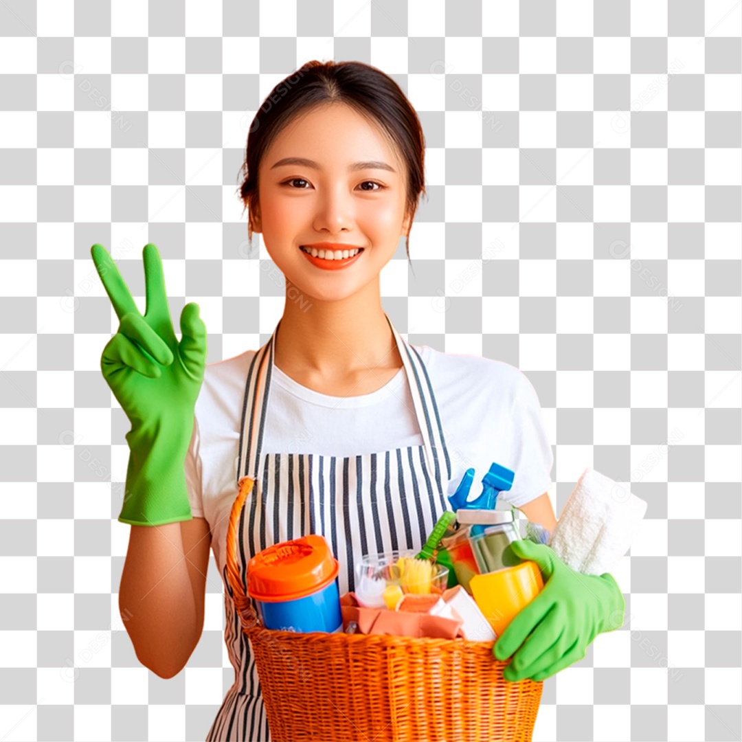 Mulher com Compras de Limpeza PNG Transparente