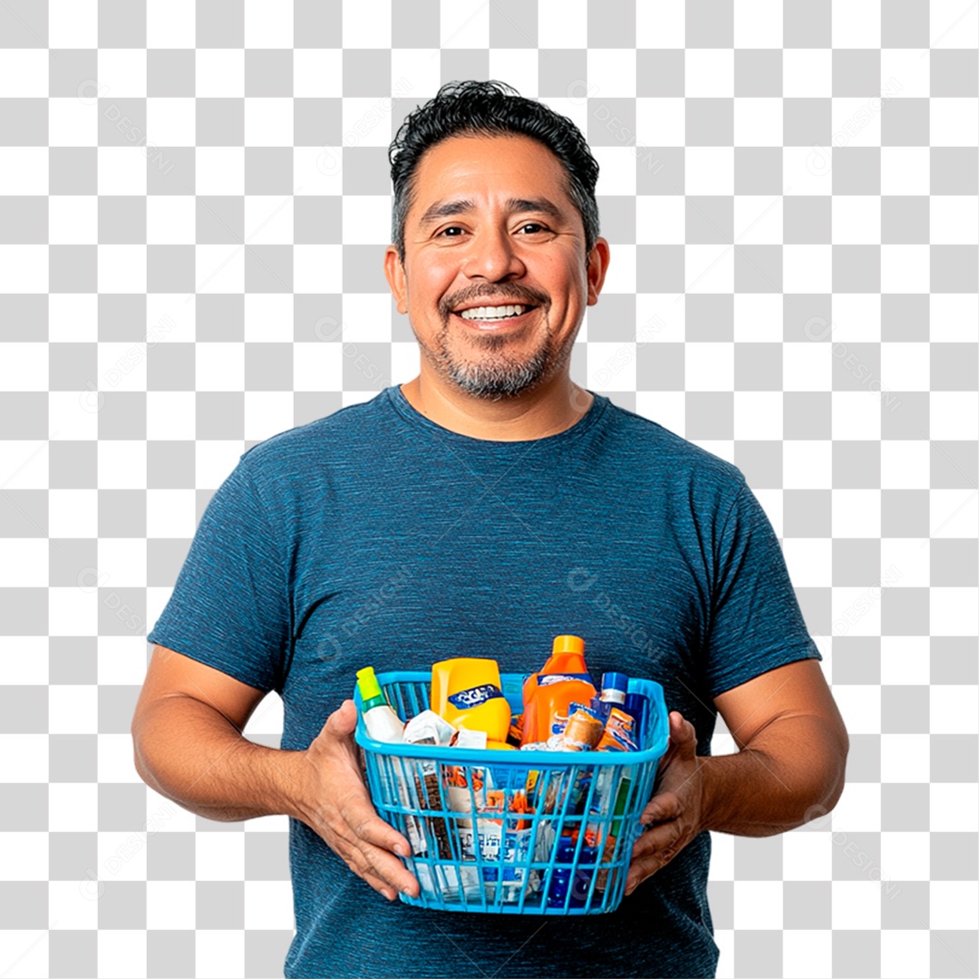 Homem com Compras de Limpeza PNG Transparente