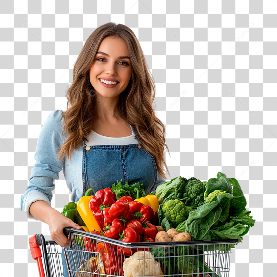 Mulher com Compras PNG Transparente