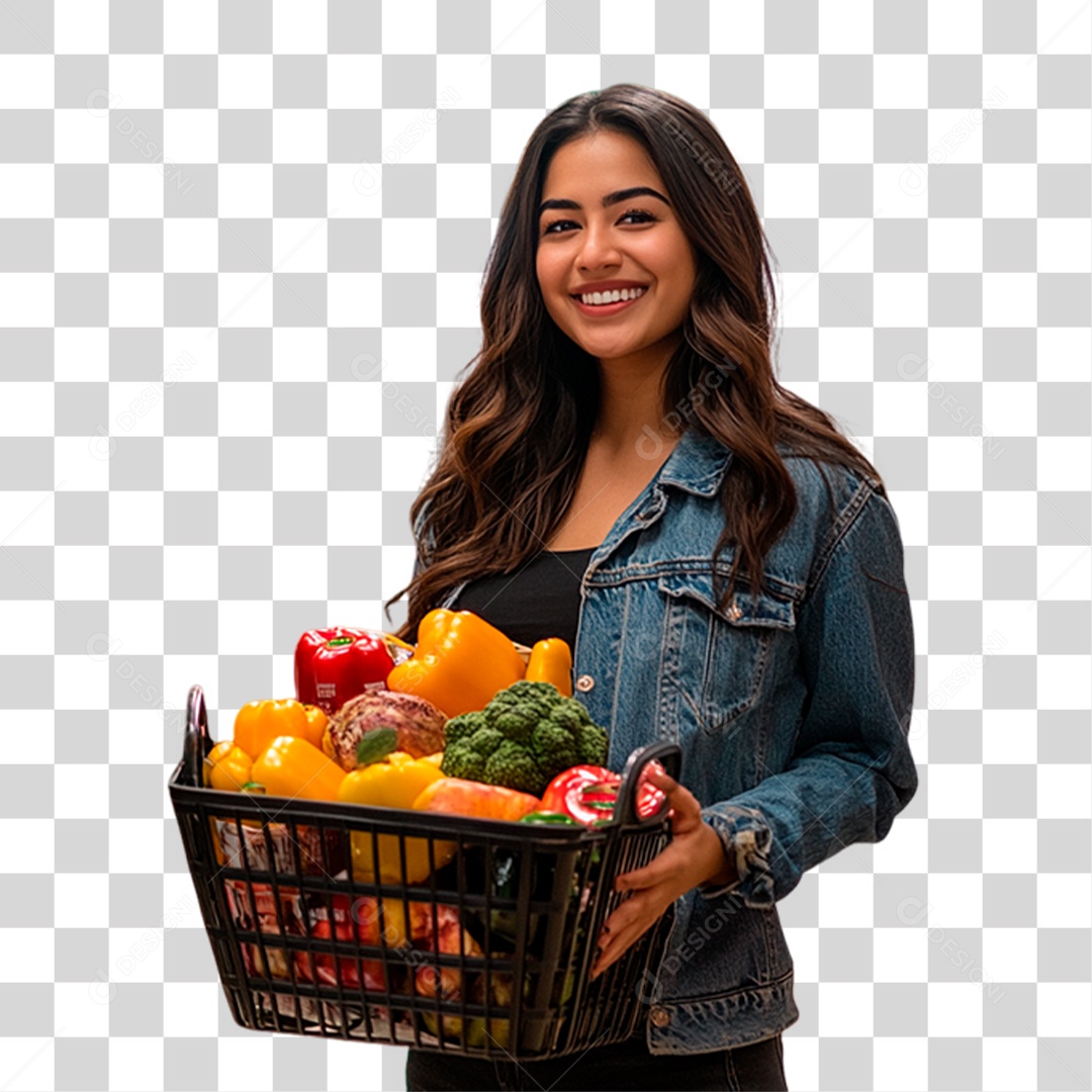 Mulher Segurando Compras PNG Transparente