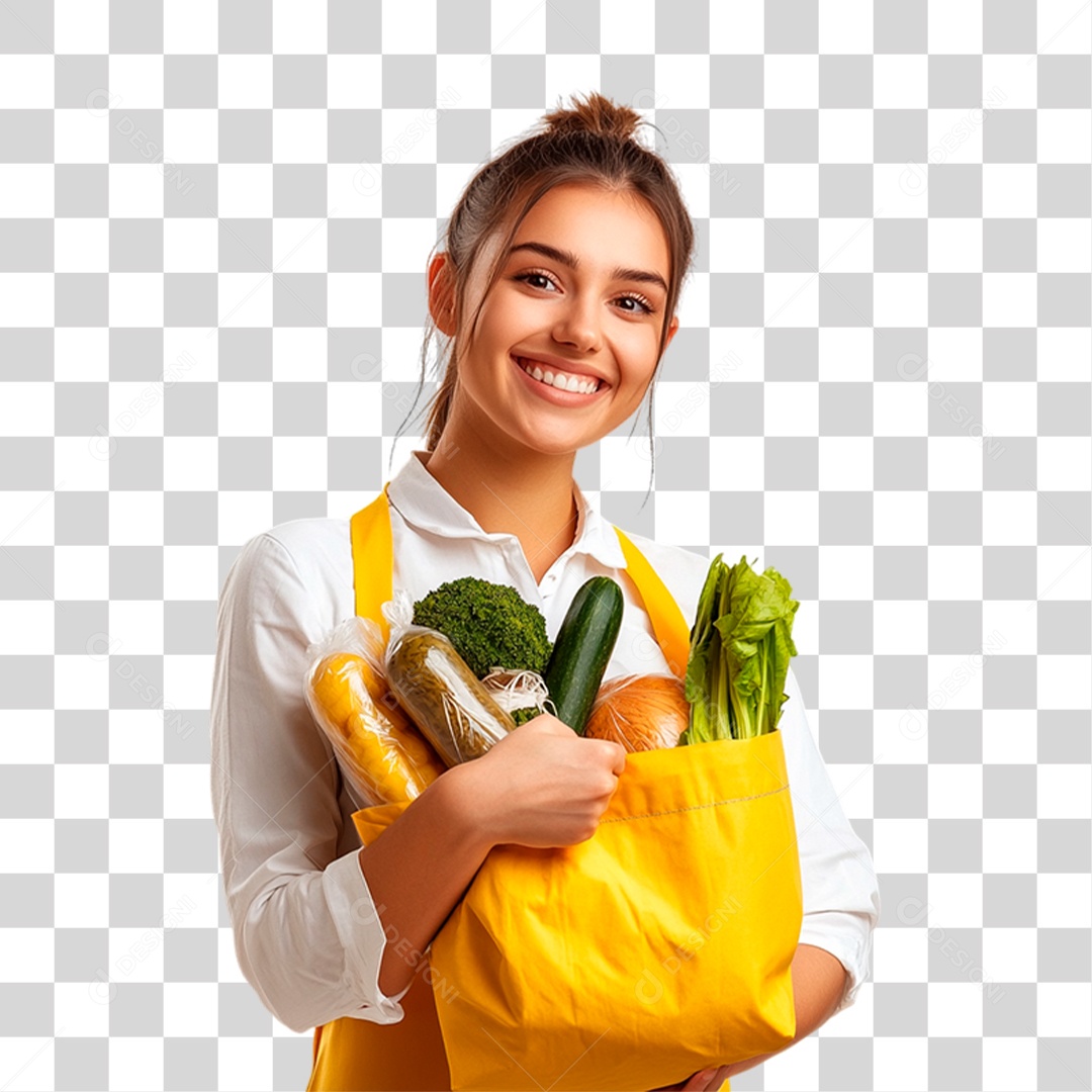 Mulher Segurando Compras PNG Transparente