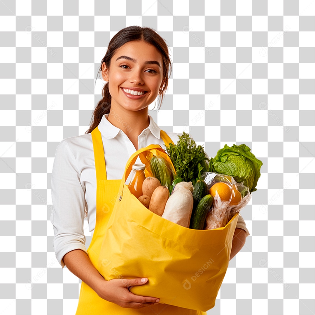 Mulher Segurando Compras PNG Transparente