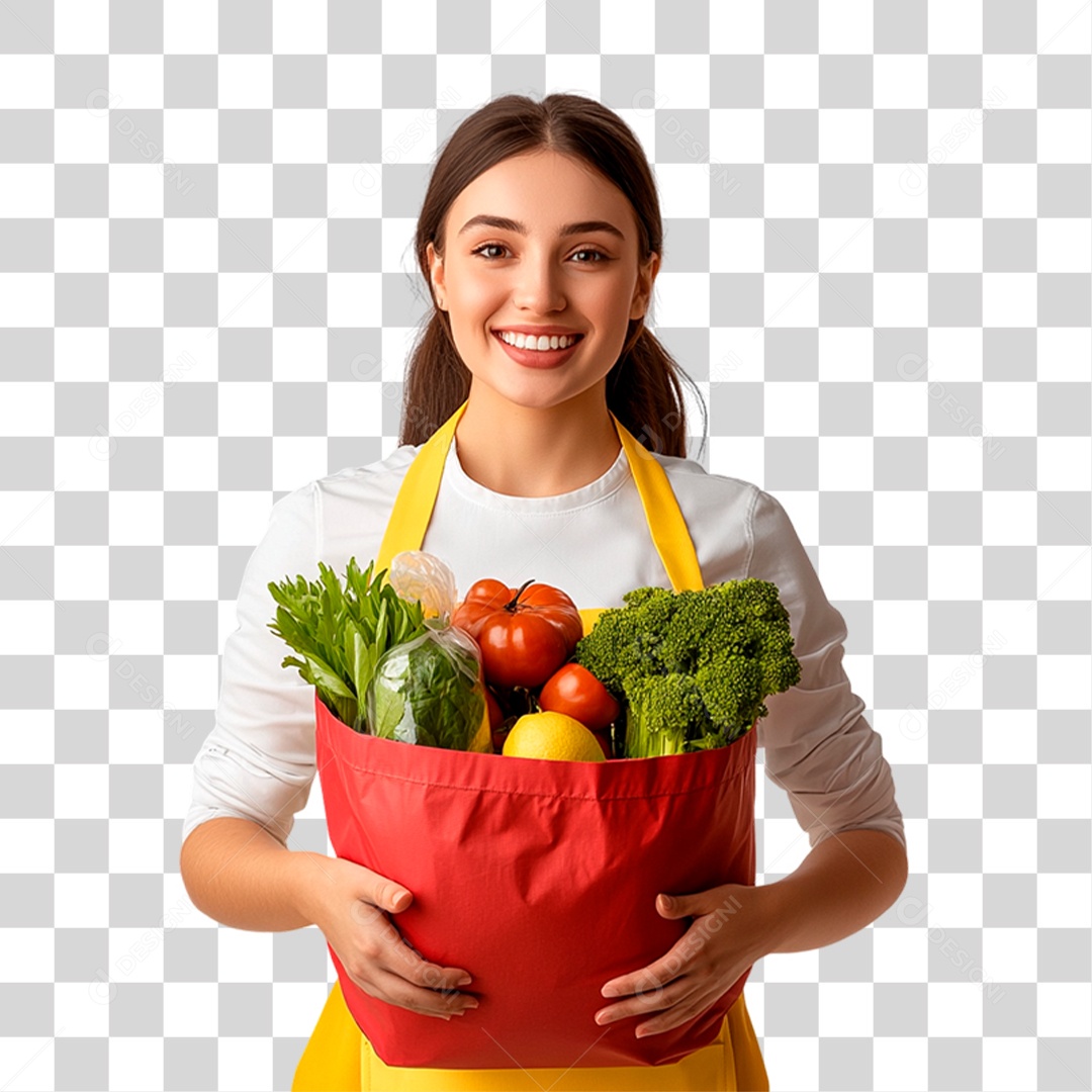 Mulher com Compras PNG Transparente