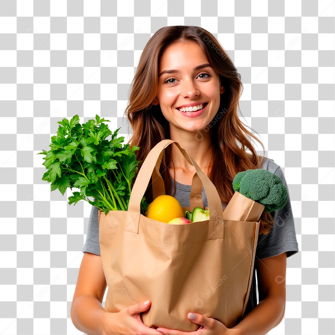 Mulher com Compras PNG Transparente