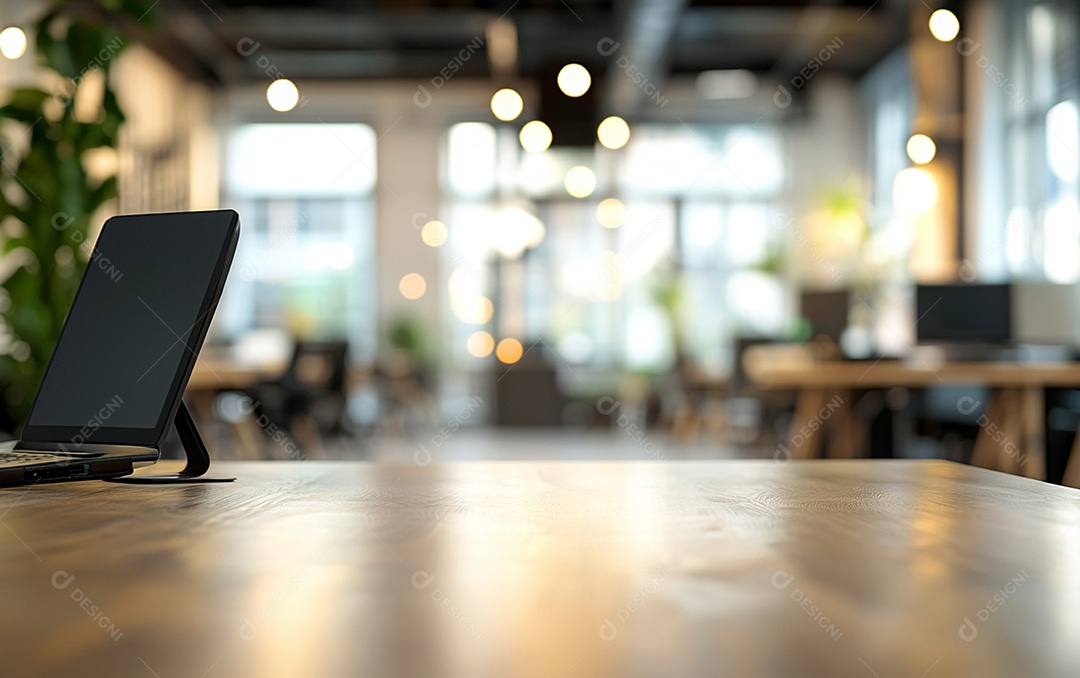 Fundo desfocado de foto do design de interiores de escritório moderno