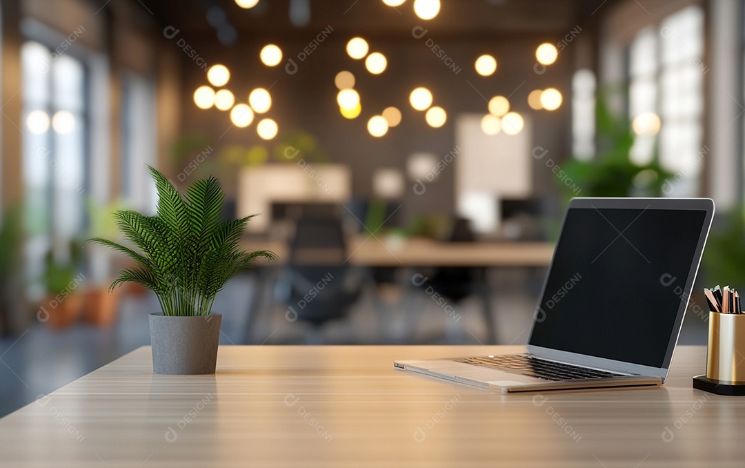 Fundo desfocado de foto do design de interiores de escritório moderno