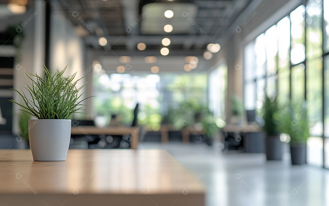 Fundo desfocado de foto do design de interiores de escritório moderno