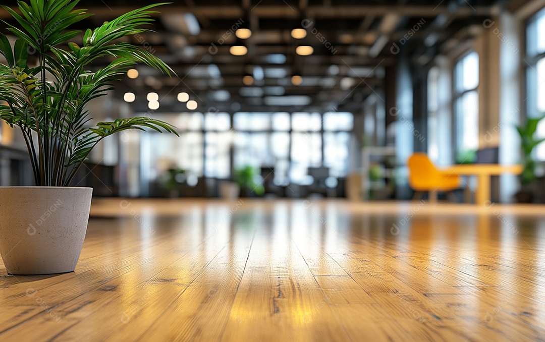 Fundo desfocado de foto do design de interiores de escritório moderno