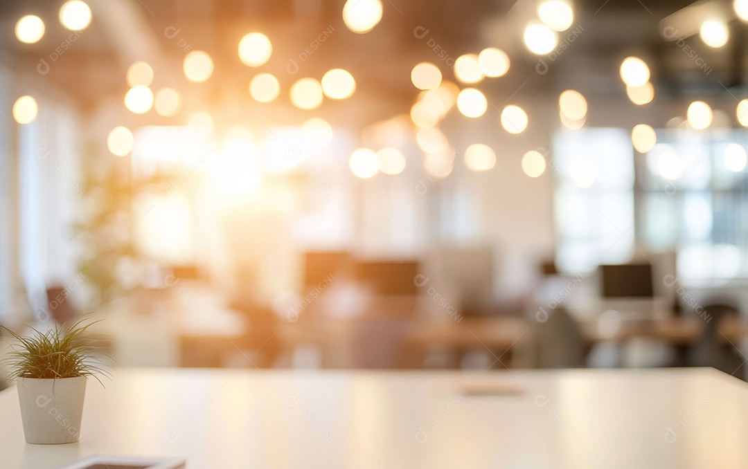 Fundo desfocado de foto do design de interiores de escritório moderno
