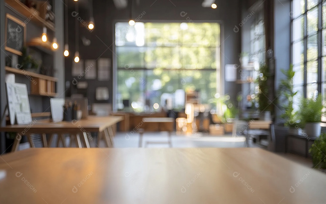 Fundo desfocado de foto do design de interiores de escritório moderno