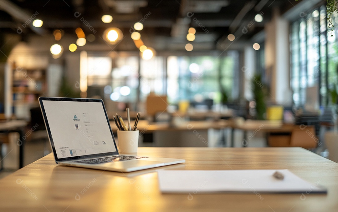 Fundo desfocado de foto do design de interiores de escritório moderno