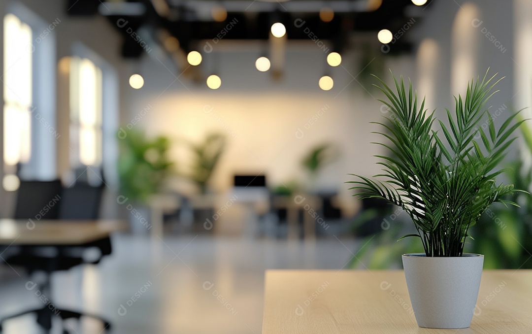 Fundo desfocado de foto do design de interiores de escritório moderno