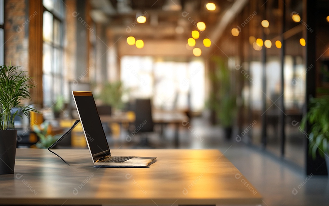 Fundo desfocado de foto do design de interiores de escritório moderno