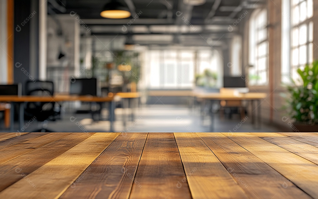 Fundo desfocado de foto do design de interiores de escritório moderno