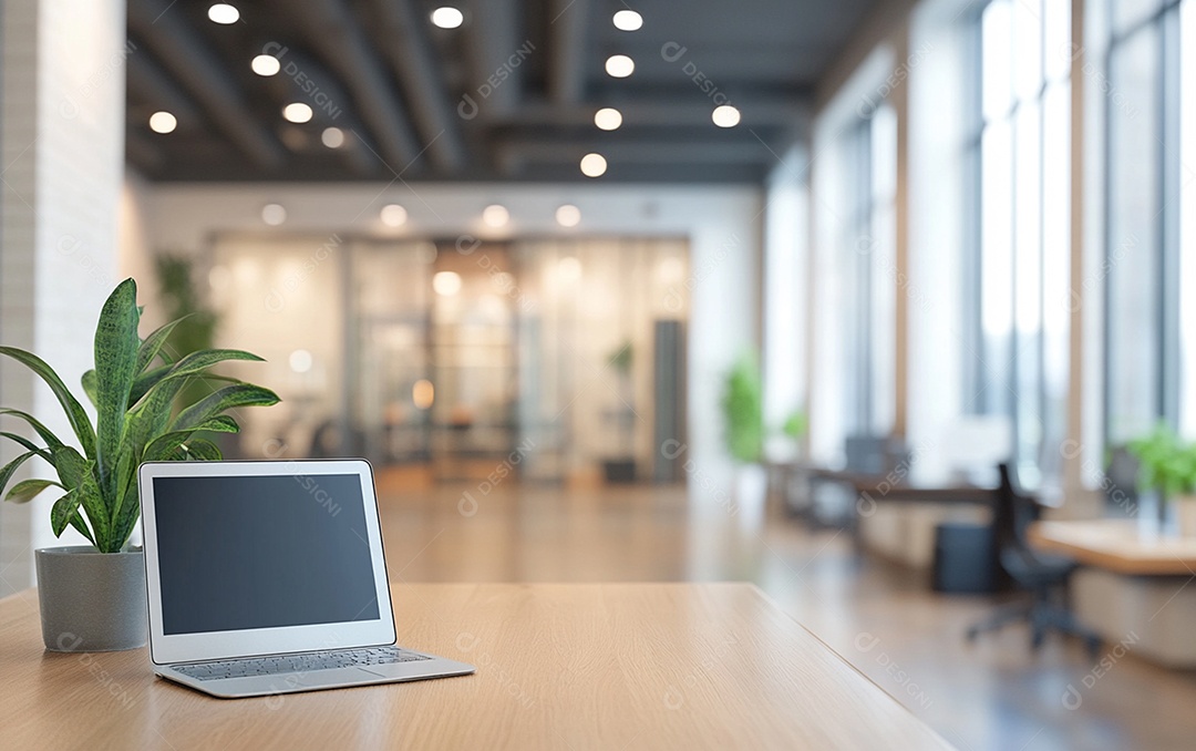 Fundo desfocado de foto do design de interiores de escritório moderno