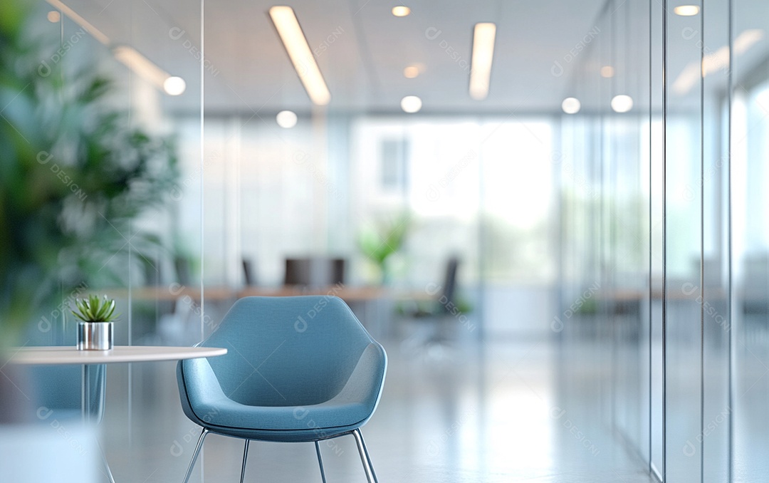 Fundo desfocado de foto do design de interiores de escritório moderno