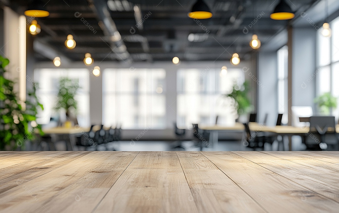 Fundo desfocado de foto do design de interiores de escritório moderno