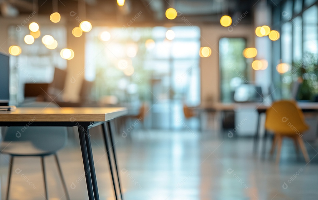 Fundo desfocado de foto do design de interiores de escritório moderno