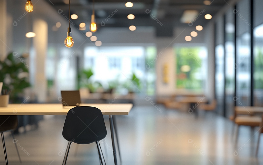 Fundo desfocado de foto do design de interiores de escritório moderno