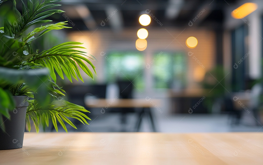 Fundo desfocado de foto do design de interiores de escritório moderno