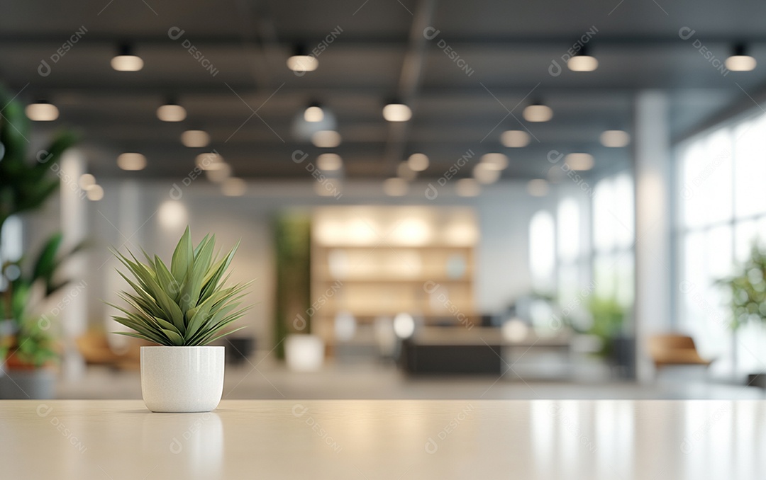 Fundo desfocado de foto do design de interiores de escritório moderno