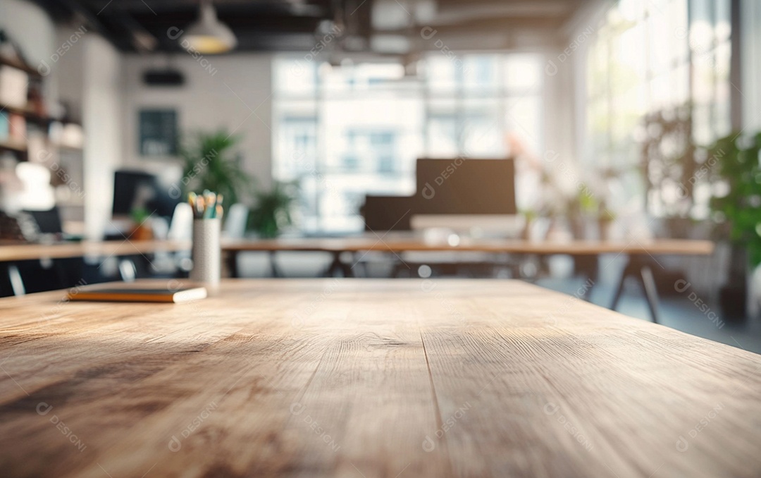 Fundo desfocado de foto do design de interiores de escritório moderno