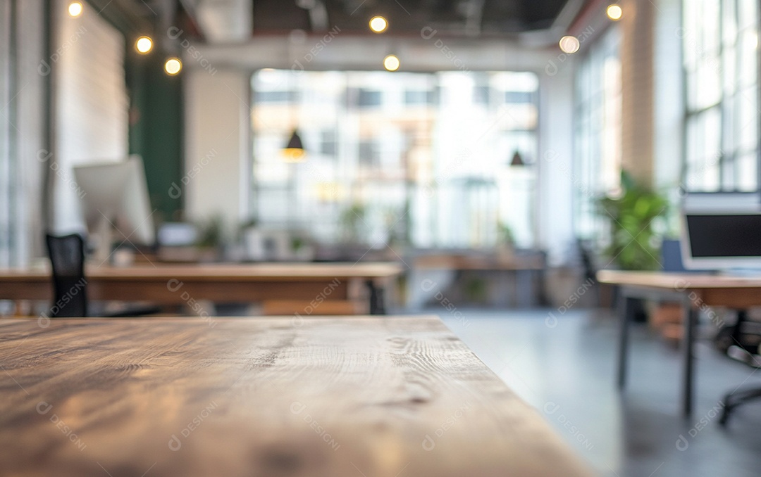 Fundo desfocado de foto do design de interiores de escritório moderno