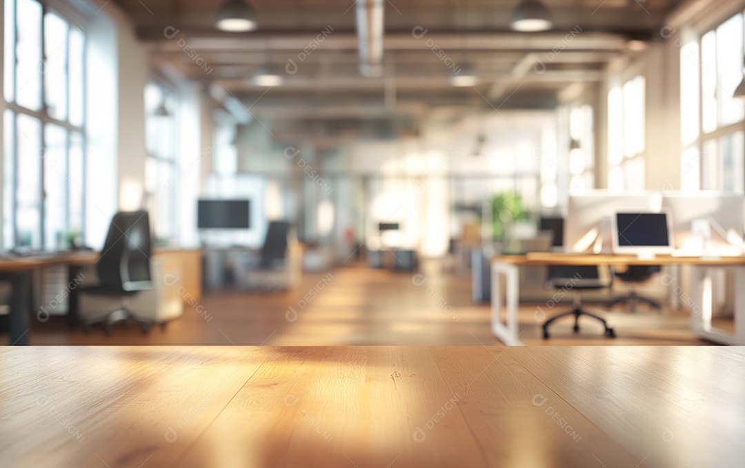 Fundo desfocado de foto do design de interiores de escritório moderno