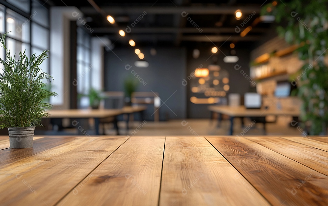 Fundo desfocado de foto do design de interiores de escritório moderno