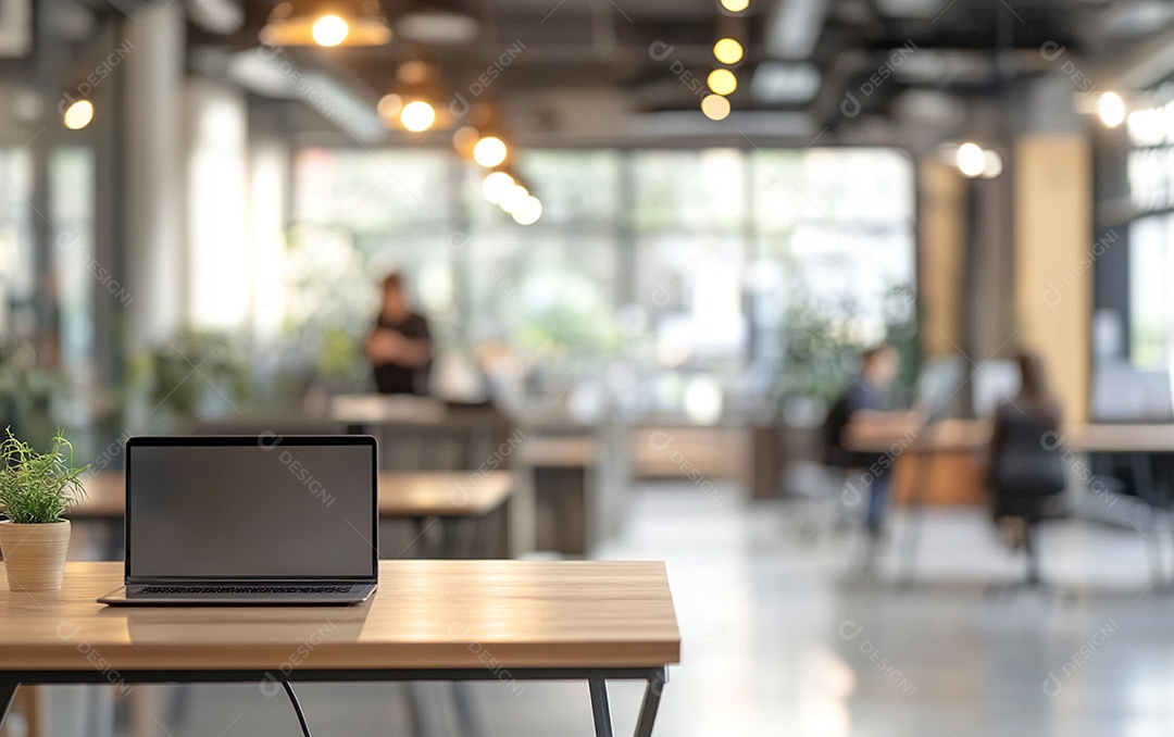 Fundo desfocado de foto do design de interiores de escritório moderno