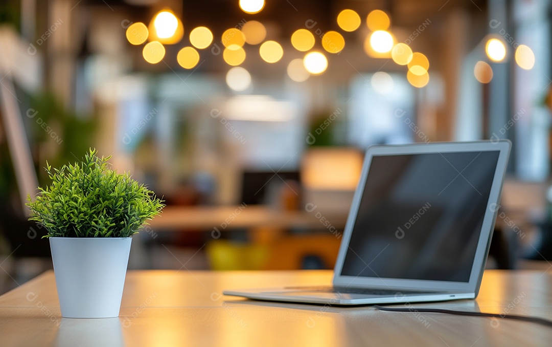 Fundo desfocado de foto do design de interiores de escritório moderno