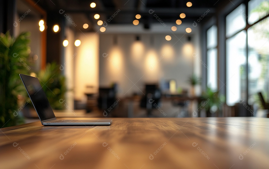 Fundo desfocado de foto do design de interiores de escritório moderno