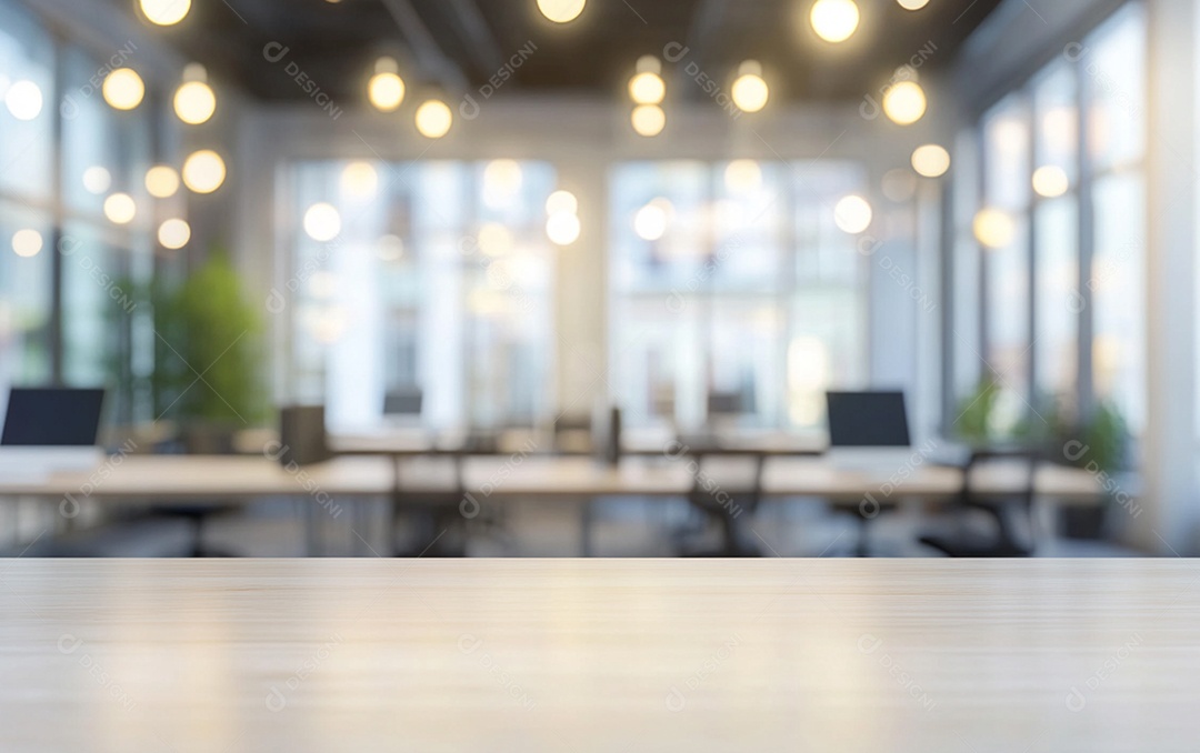 Fundo desfocado de foto do design de interiores de escritório moderno