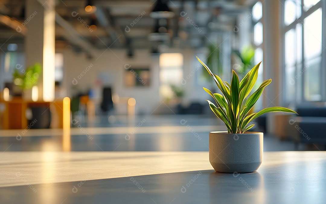 Fundo desfocado de foto do design de interiores de escritório moderno