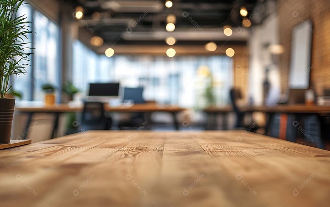 Fundo desfocado de foto do design de interiores de escritório moderno