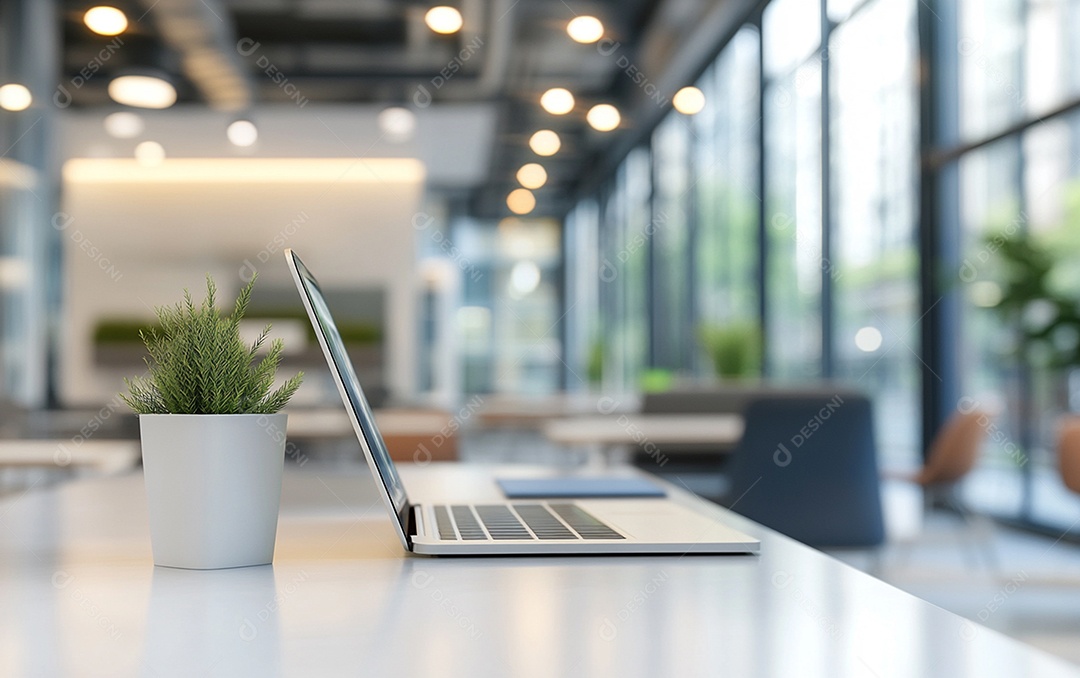 Fundo desfocado de foto do design de interiores de escritório moderno