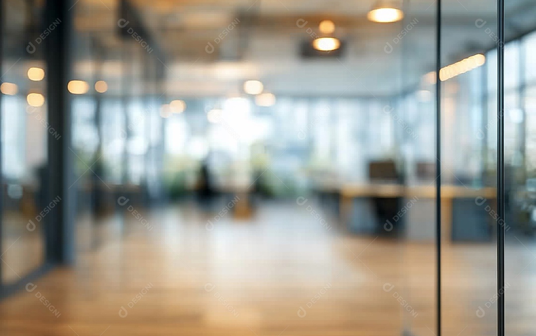 Fundo desfocado de foto do design de interiores de escritório moderno