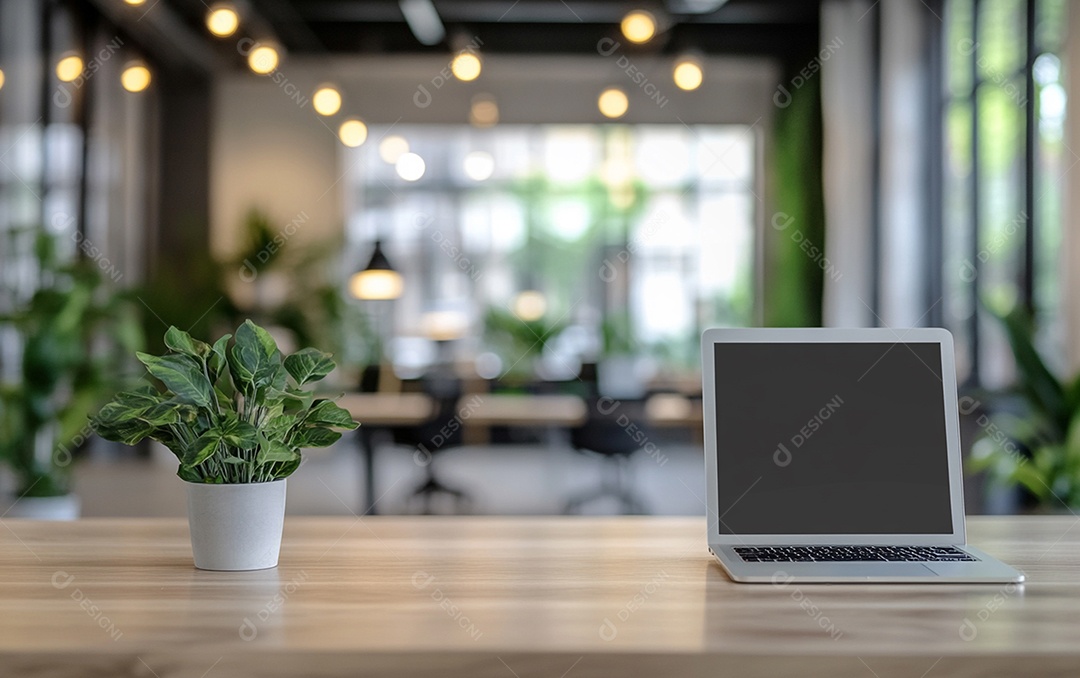 Fundo desfocado de foto do design de interiores de escritório moderno