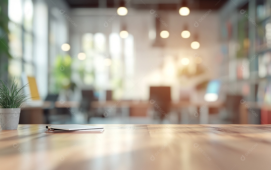 Fundo desfocado de foto do design de interiores de escritório moderno