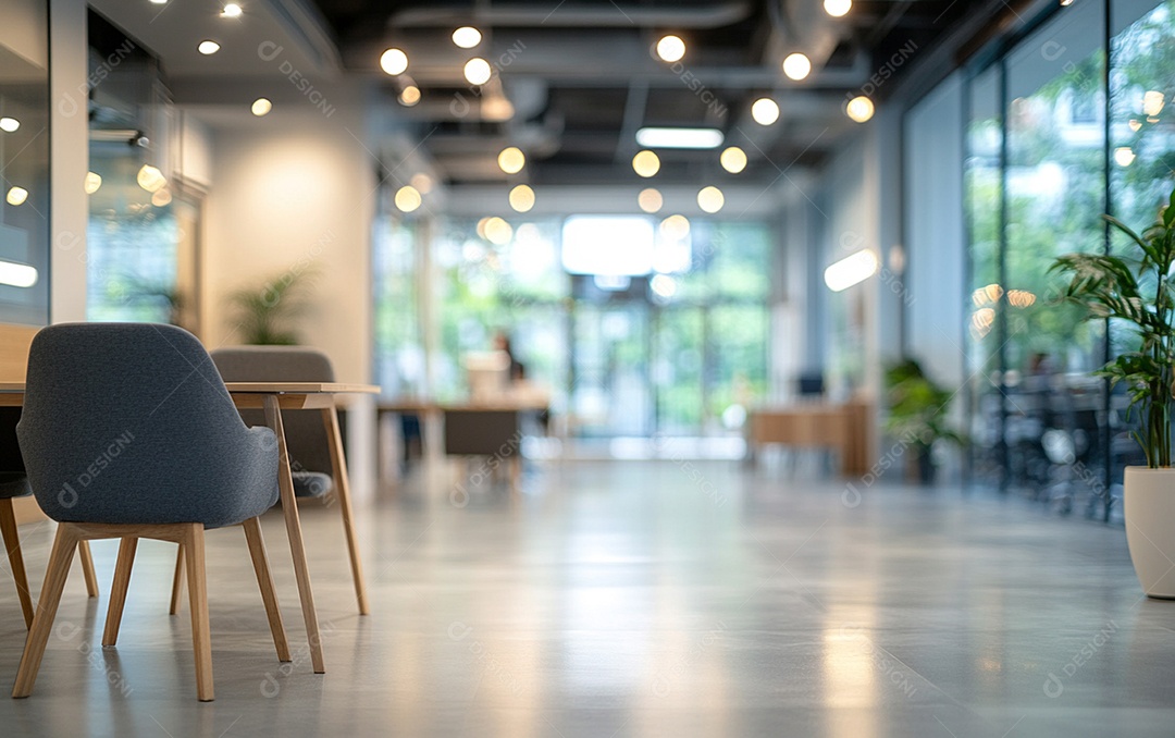 Fundo desfocado de foto do design de interiores de escritório moderno