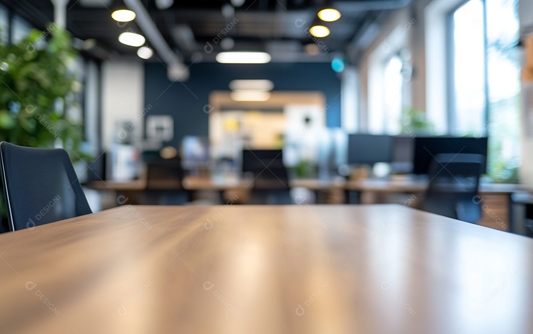 Fundo desfocado de foto do design de interiores de escritório moderno