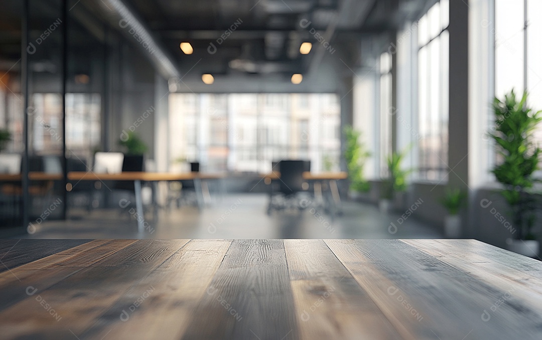 Fundo desfocado de foto do design de interiores de escritório moderno