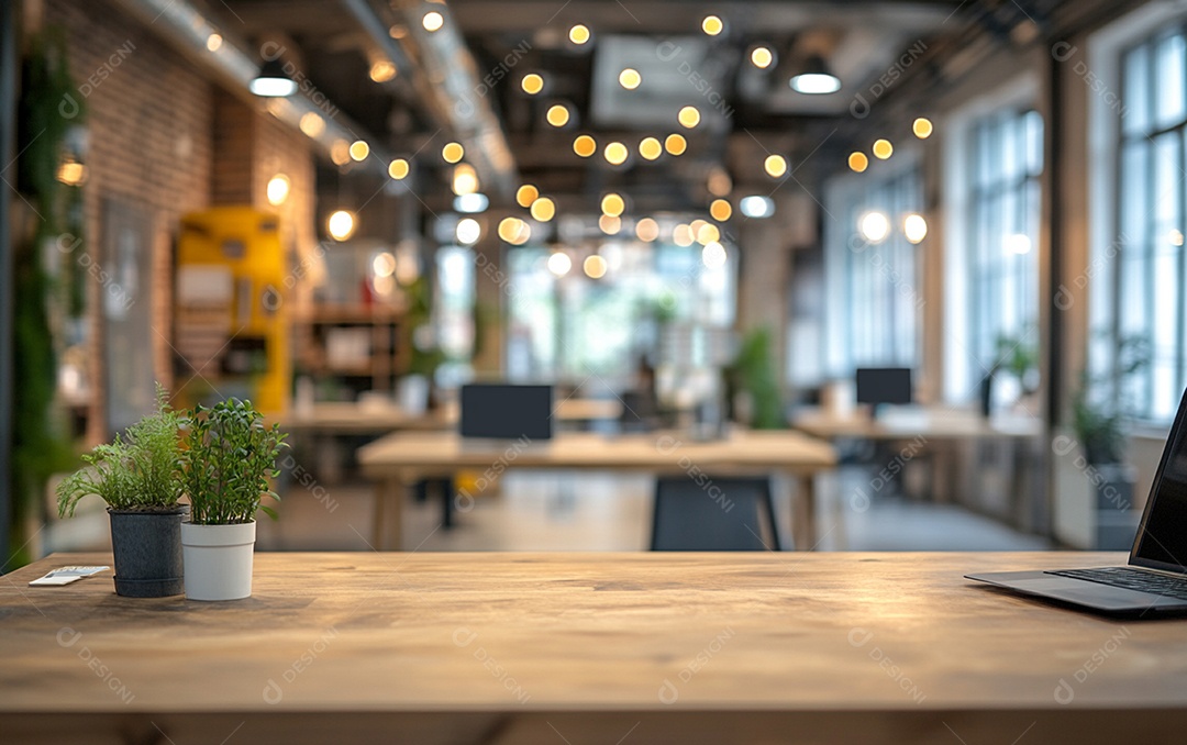 Fundo desfocado de foto do design de interiores de escritório moderno